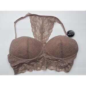 Trillium Lace Bra Womens Size Small S Beige Padded Racerback Floral Ladies